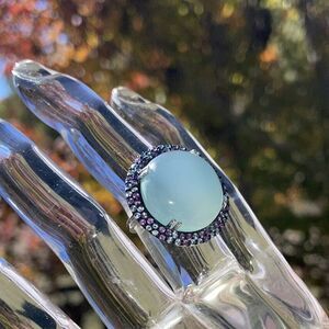 Graziella Womens Size 7‎ Signed Ring Sterling Silver 925 Amethyst Chalcedony NWT